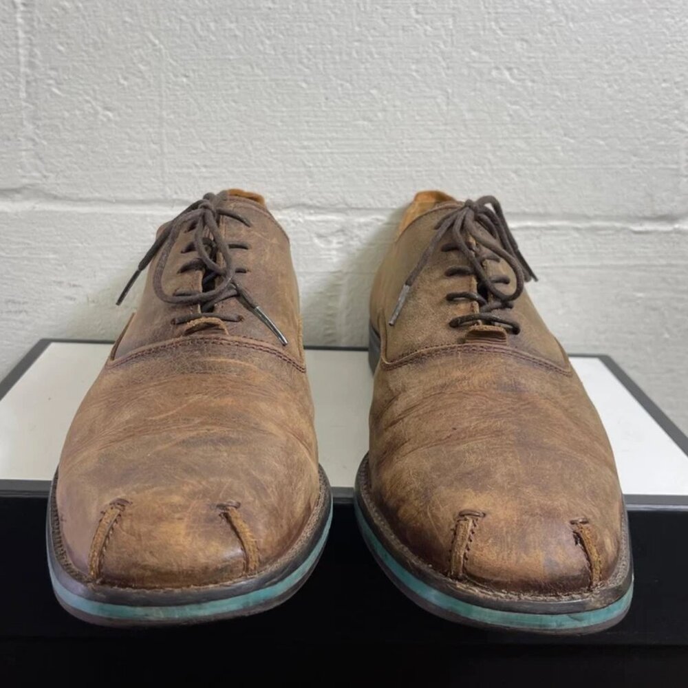 John Fluevog 1204025 Brown Leather Oxford Dress‎ Shoes Lace up Men's 12 US